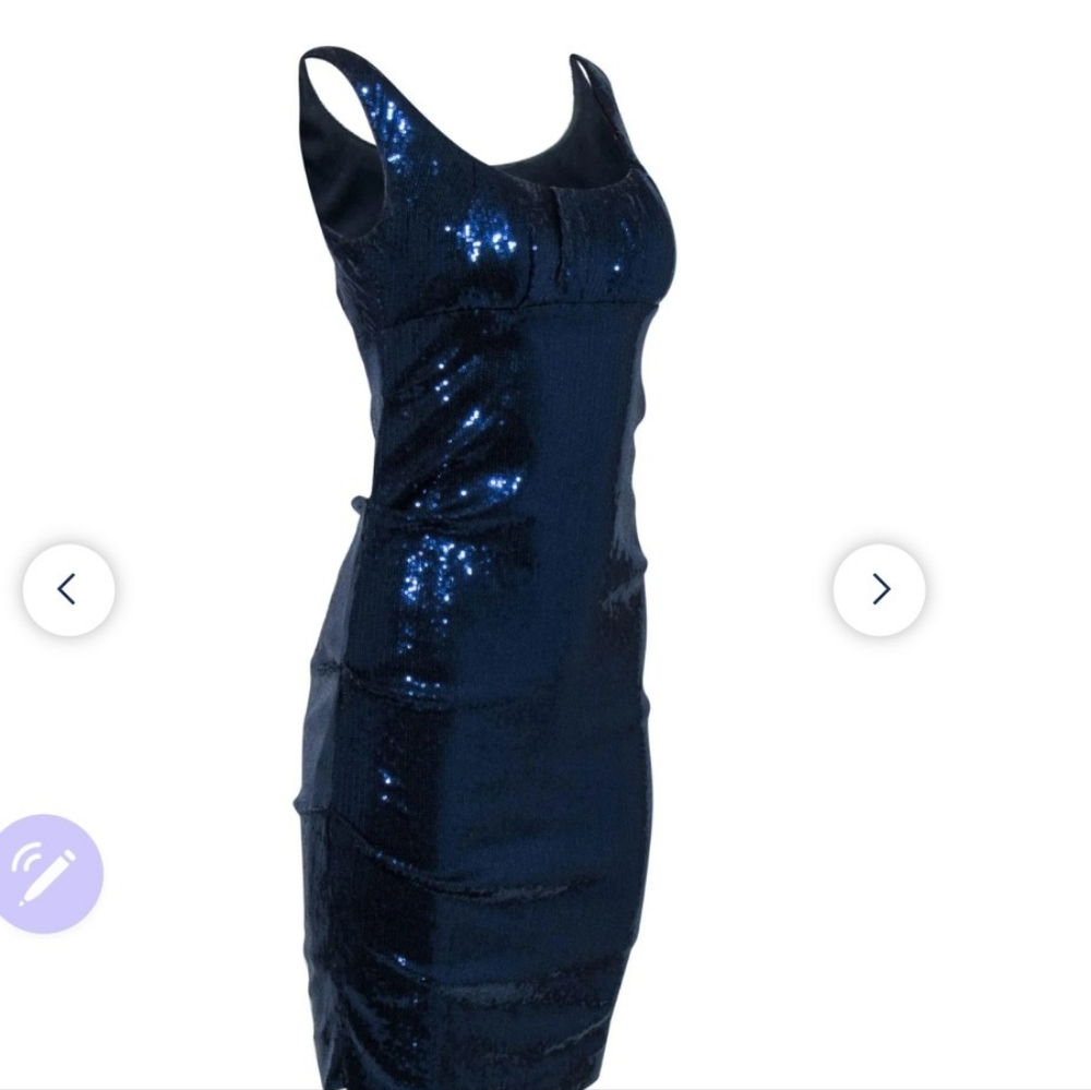 Nicole Miller Navy sequins ruched dress classic